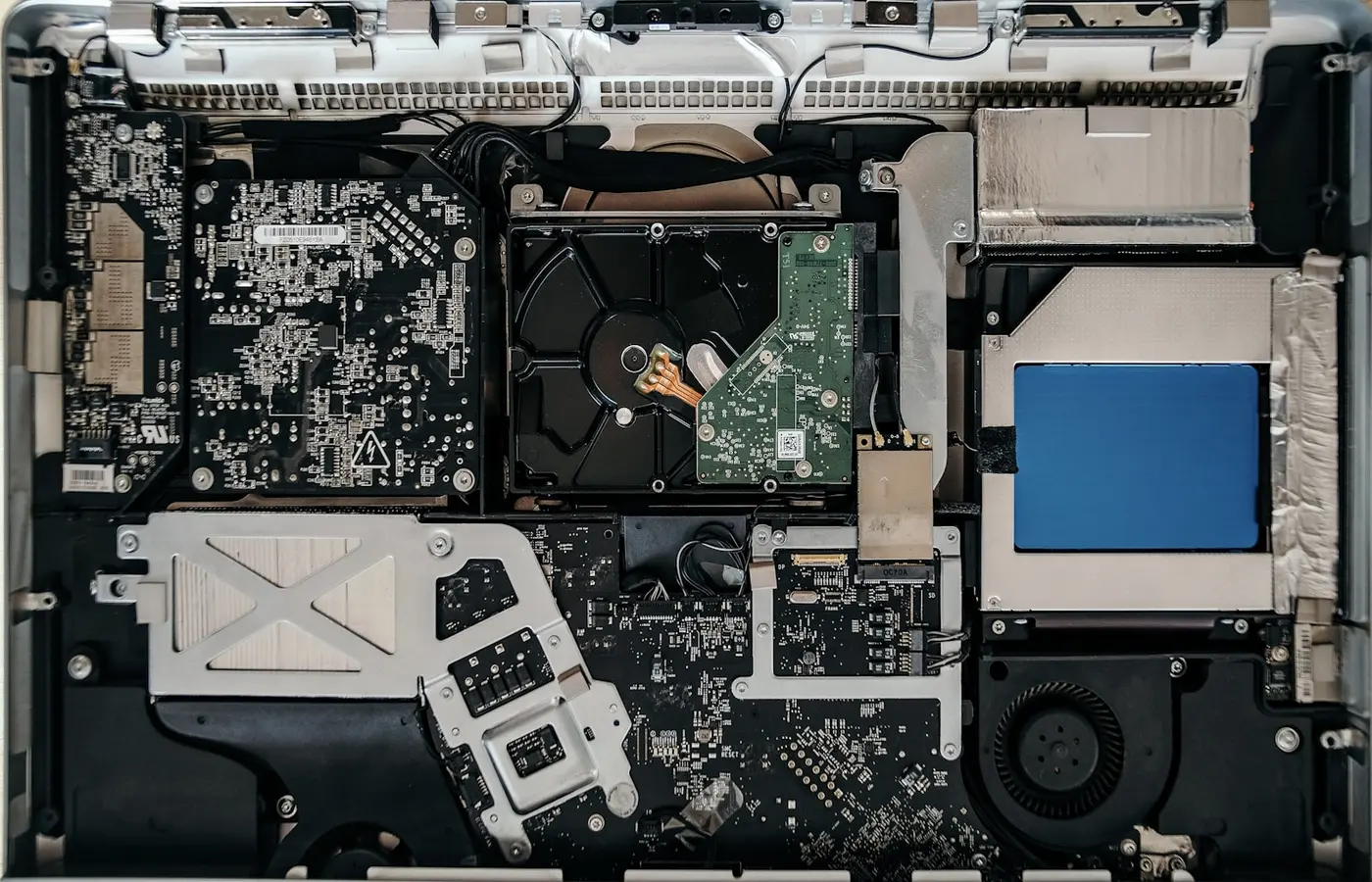 Open laptop with replaceable components