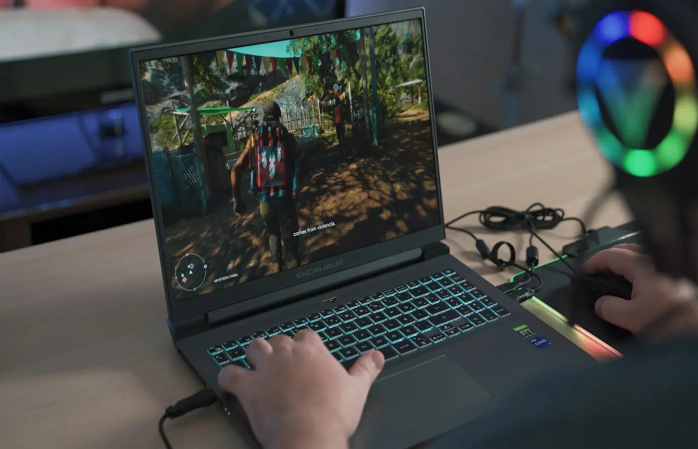 Gaming laptop displaying graphics settings