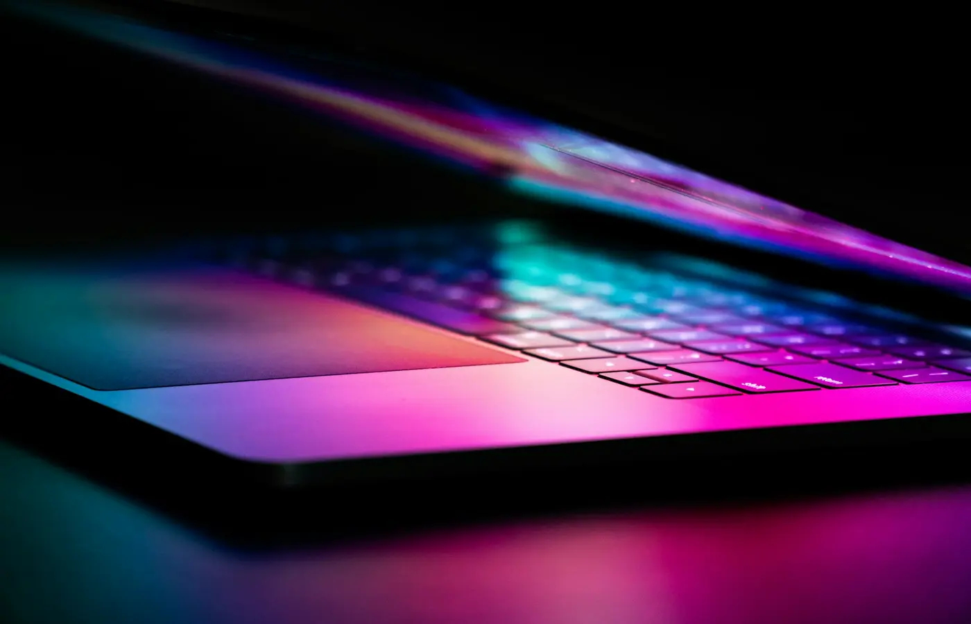 black and pink laptop computer